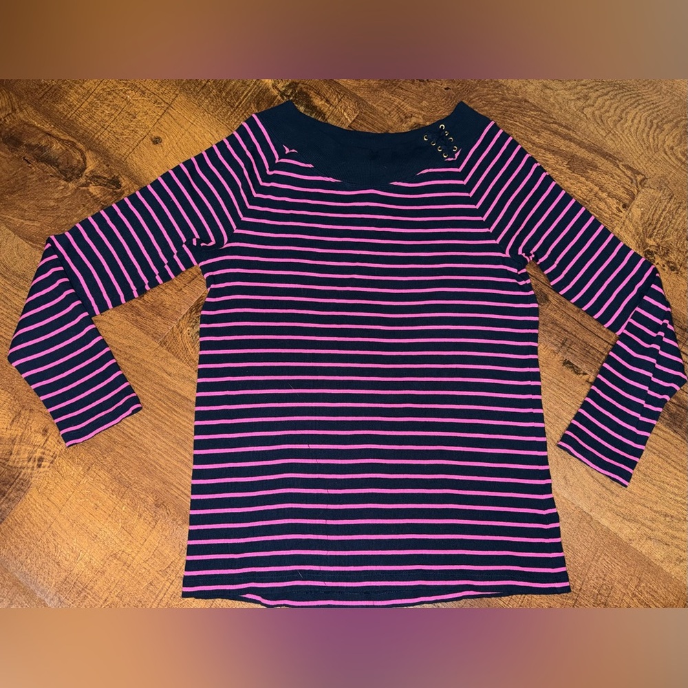 Lauren Ralph Lauren 1X Striped Top 100% Cotton